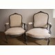 French antiques Pair of armchair, Louis XV style in hemp